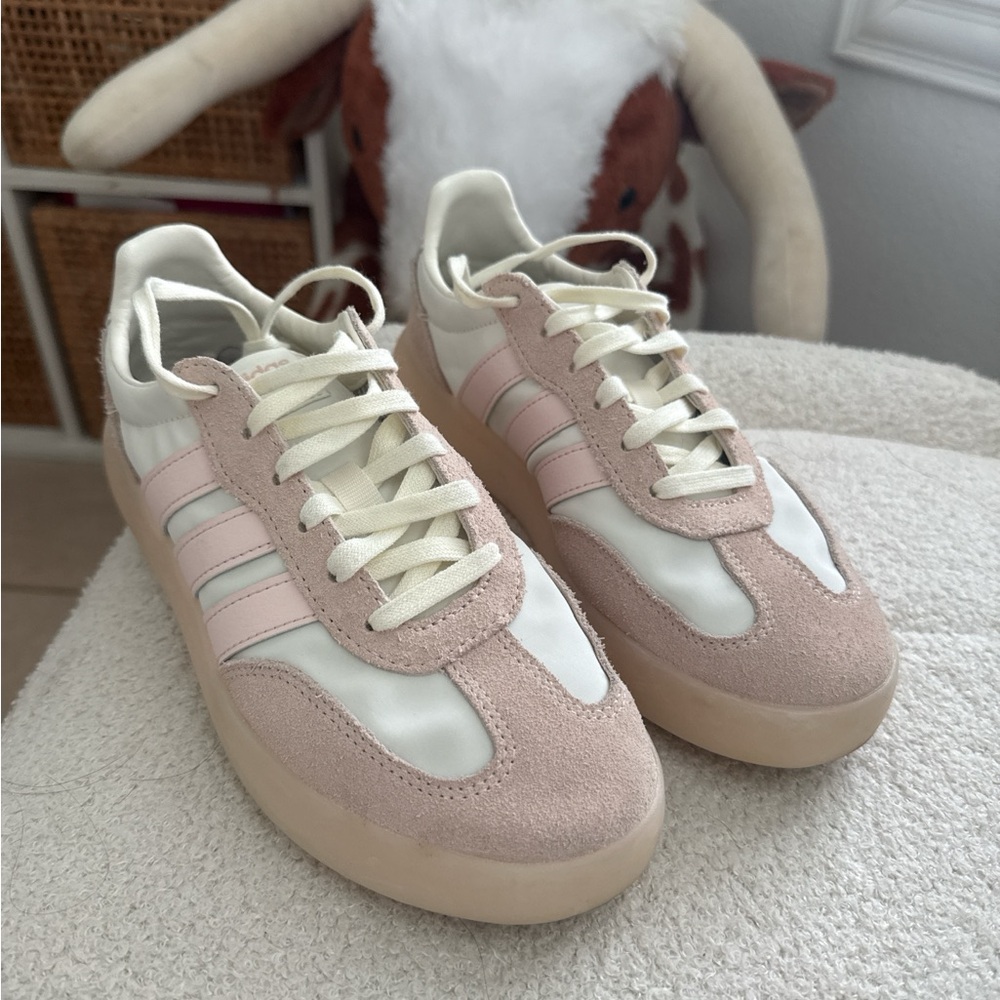 adidas Women's Pink and White Sneakers